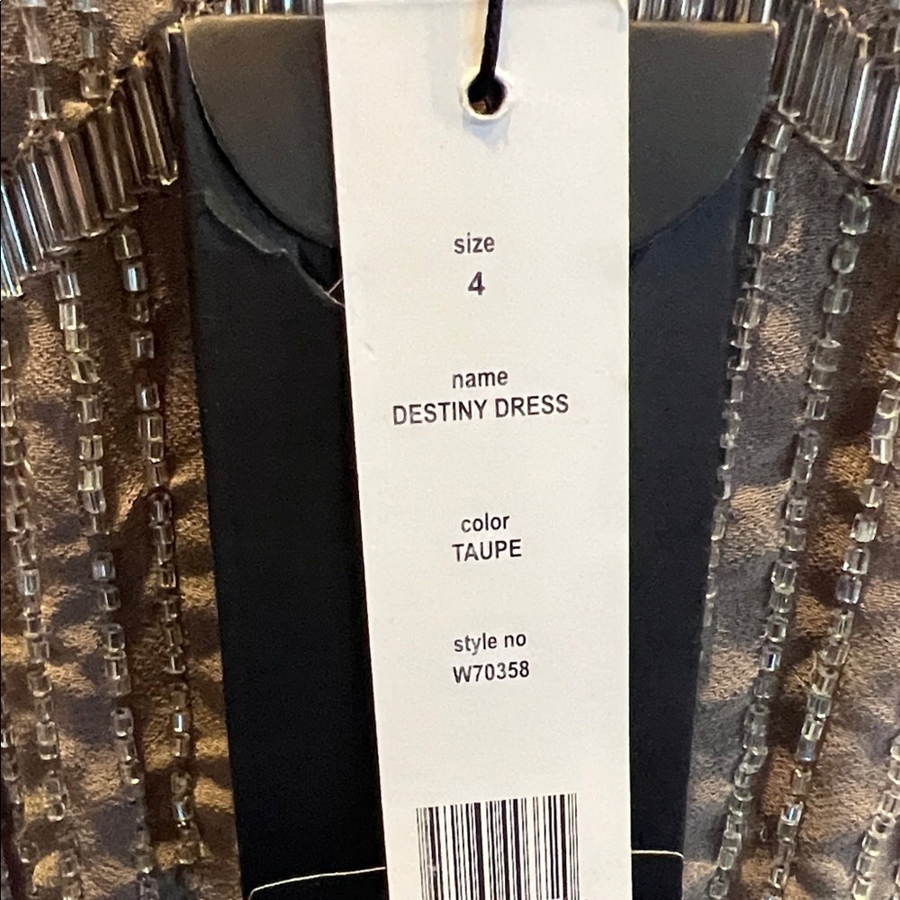 NWT W118 by Walter Baker Beaded Taupe Brown Backless Destiny Dress Size 4 - Picture 13 of 16